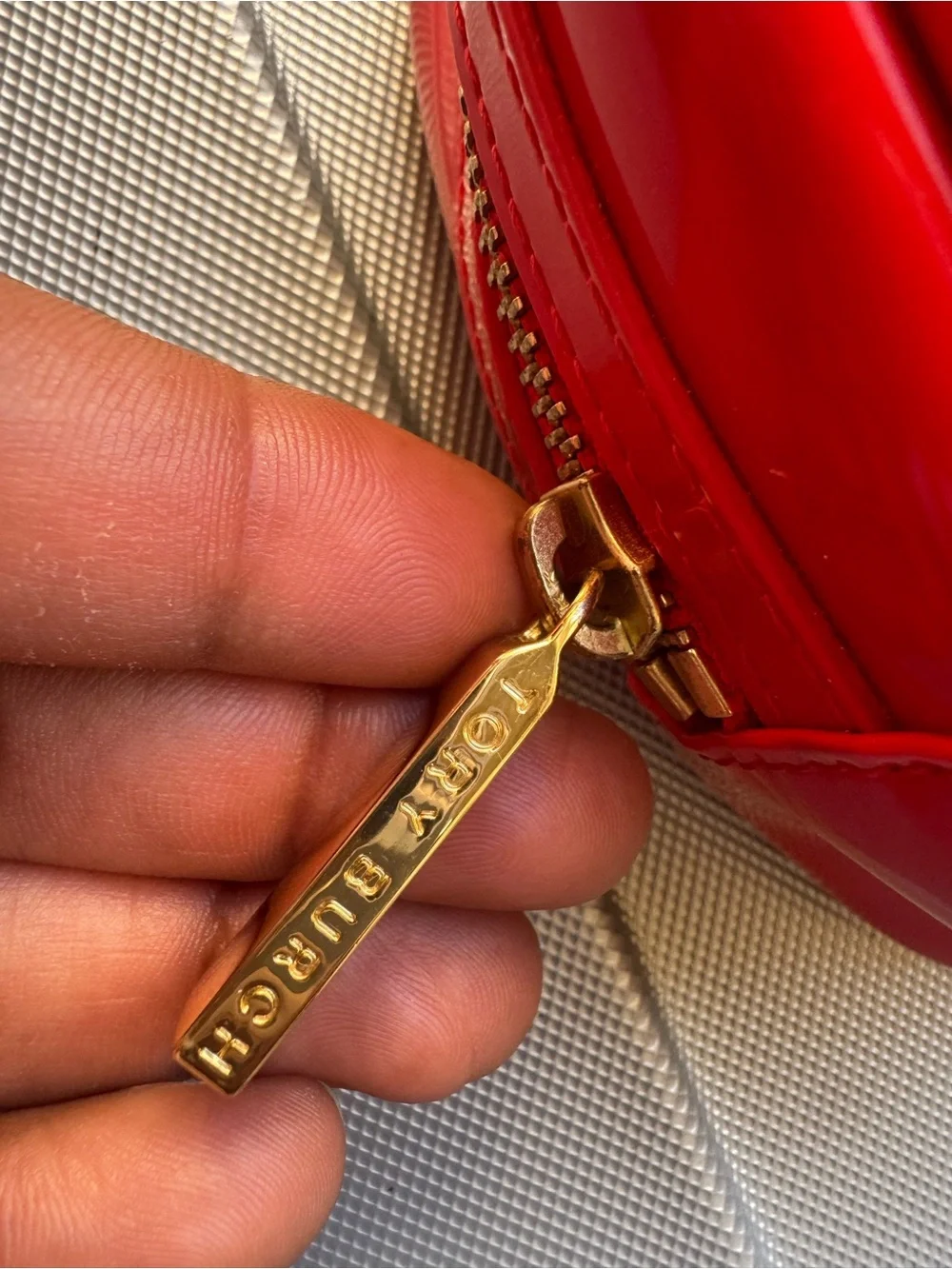 Tory Burch Red Patent Cosmetic Pouch